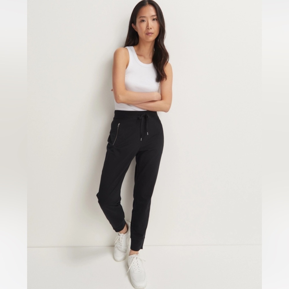 The White Company Organic Cotton Zip Detail Slim Jersey Joggers